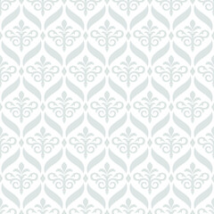 Abstract geometric floral seamless pattern. Gray and white ornament. Modern stylish texture repeating. Vector background.