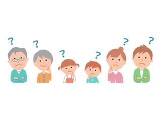 六人家族　横並び　上半身　ハテナ