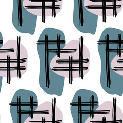 Seamless pattern abstraction shapeless colored spots lines and circles