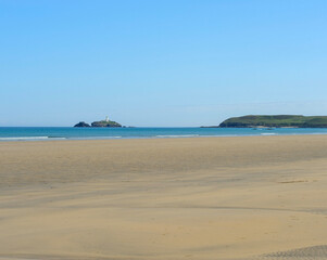 Godrevy lighthouse Cornwall from Gwithian beach