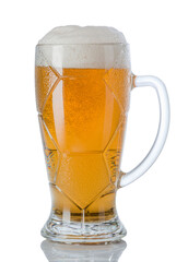 Glass of  light beer on a white background