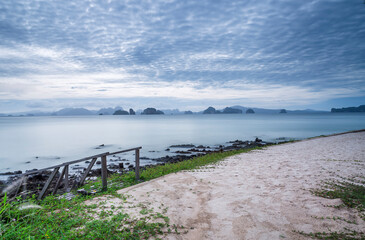 Islands of Koh Yao Noi, Phuket, Thailand with Copy Space Long Exposure