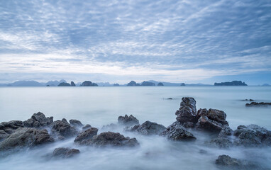 Islands of Koh Yao Noi, Phuket, Thailand with Copy Space Long Exposure
