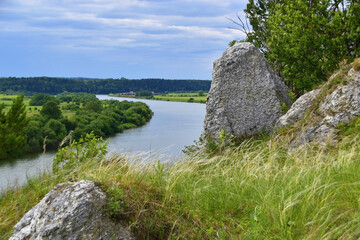 Panorama of the Sylva river and the river valley from the Sorokinskaya mountain