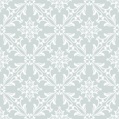 Abstract floral seamless pattern. Gray and white. Vector background.