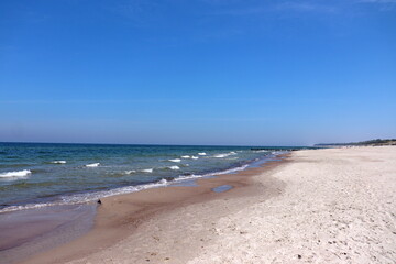sea beach in the first sunny days of summer, Dziwnów, Poland	
