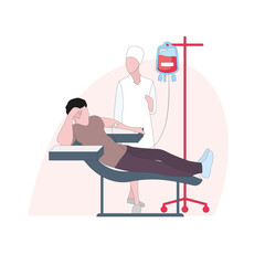 Donor give blood to charity, drip and supply