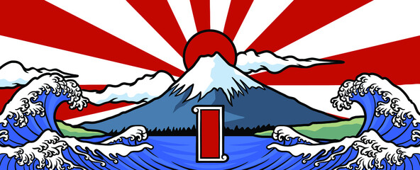 Fototapeta premium Japanese fuji artwork illustration design