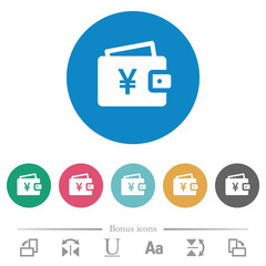 Yen wallet flat round icons