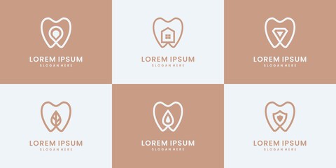 Set of dental logo collection. minimalist medical, clinic, healthy logo design templates.