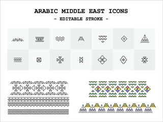 Saudi Arabia Cultural editable stroke icons 