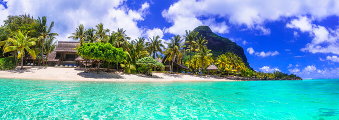 Dream island. tropical paradise. Best beaches of Mauritius island, luxury resorts of Le Morne