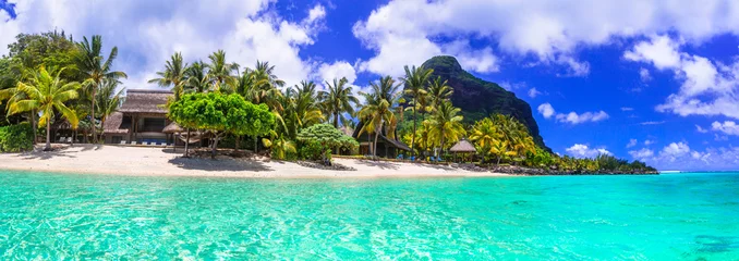 Photo sur Plexiglas Le Morne, Maurice Île de rêve. paradis tropical. Meilleures plages de l& 39 île Maurice, resorts de luxe du Morne
