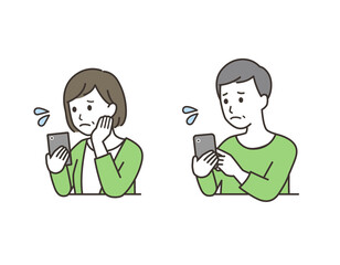 携帯を操作するシニアのベクターイラスト素材2