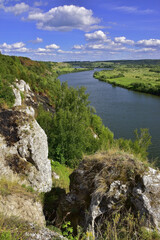 Fototapeta na wymiar Panorama of the Sylva river and the river valley from the Sorokinskaya mountain