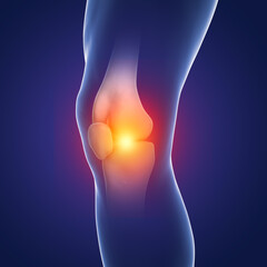 Painful knee, close-up view, anatomy and medicine concept