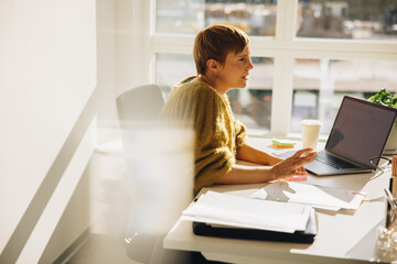 Businesswoman at her workplace