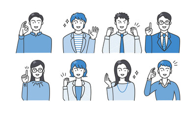 喜んでいるビジネスパーソンのアバターアイコンイラスト素材