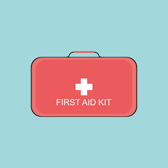 Obraz premium Red first aid kit, medicine bag. vector