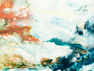Abstract wave creative colorful hand painted background, fluid art, marble texture