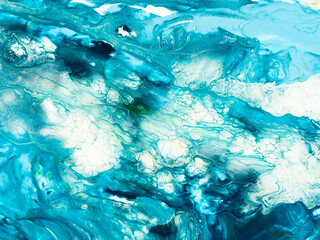 Fototapeta na wymiar Abstract creative blue hand painted background, fluid art, marble texture