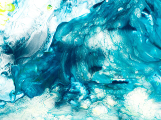 Blue creative abstract hand painted background, fluid art, marble texture, abstract ocean, acrylic painting on canvas.