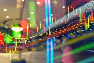 Forex market background, trading on the currency market Forex. Currency exchange rate for world...
