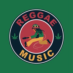 Vector illustration of reggae music . Reggae music emblems.