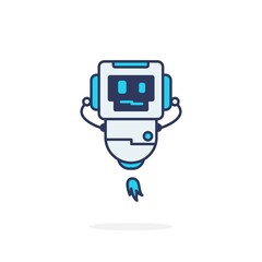 Simple pose mascot character robot cute happy