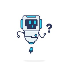 Curious cute character robot blue simple pose