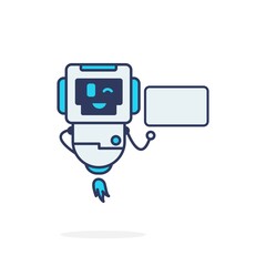 Simple pose happy character with white board robot mascot logo smile illustration