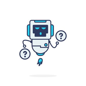Two curious robot cute character illustration smile happy mascot logo