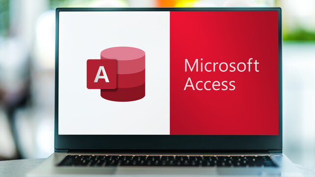 Laptop computer displaying logo of Microsoft Access