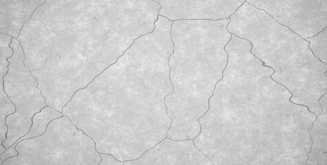 Crack gray concrete texture. Broken cement wall or floor background with cracks, scratches and chips. Horizontal stone grunge texture. 3d realistic vector illustration
