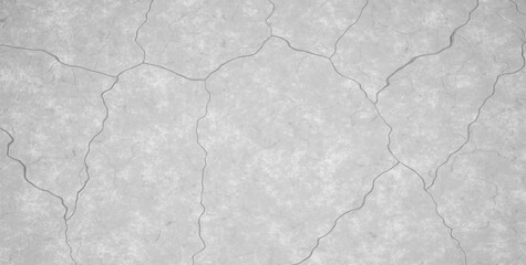Crack gray concrete texture. Broken cement wall or floor background with cracks, scratches and chips. Horizontal stone grunge texture. 3d realistic vector illustration