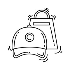 E-commerce merchandise icon. hand drawn icon set, outline black, doodle icon, vector icon