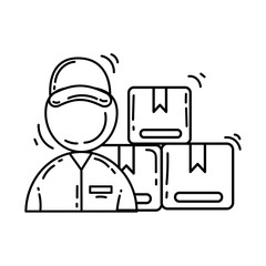 E-commerce icon supplier . hand drawn icon set, outline black, doodle icon, vector icon