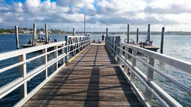 Sans Souci Park Wharf, is a famous fishing spot with a cloudy day, Sydney, Australia.