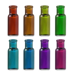 antique vintage medicine bottles on white background