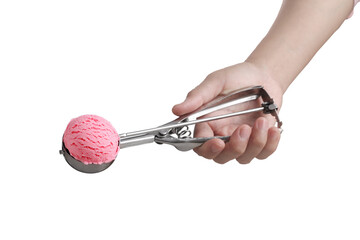 Ice cream scoop on white background