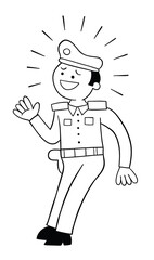 Cartoon police scared, vector illustration