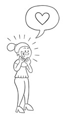 Cartoon woman in love, vector illustration