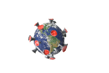 A virus in the form of a globe on a white background