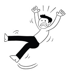 Cartoon man's foot slipped, vector illustration
