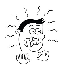 Cartoon man so scared, vector illustration