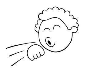 Cartoon coughing man, vector illustration