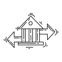 E-commerce transfer. hand drawn icon set, outline black, doodle icon, vector icon