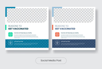 Vaccine corana virus 19 social media post banner template set