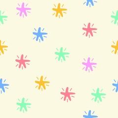 Multicolored stars pattern. Repeating objects on the same background. Minimalistic design. 
