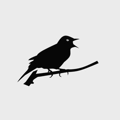 Vector illustration of bird on a branch